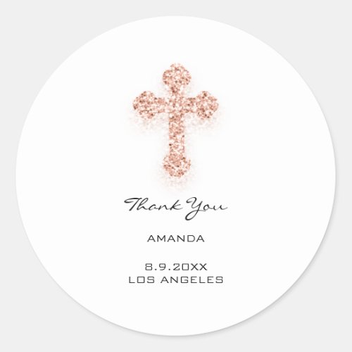 First Holy Communion Drips Christian Rose Cross  Classic Round Sticker