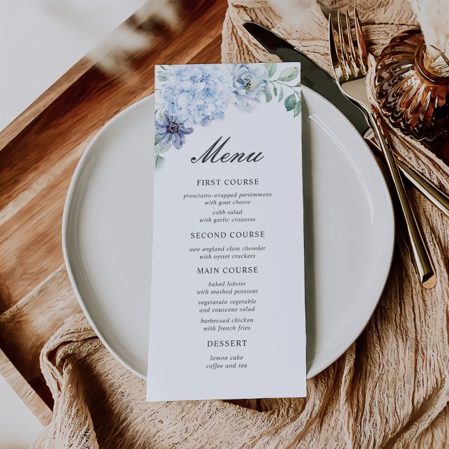 First Holy Communion Dusty Blue Floral Menu (Creator Uploaded)