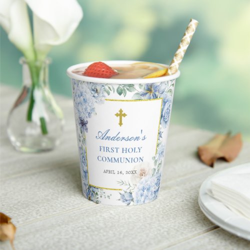 First Holy Communion Dusty Blue Floral