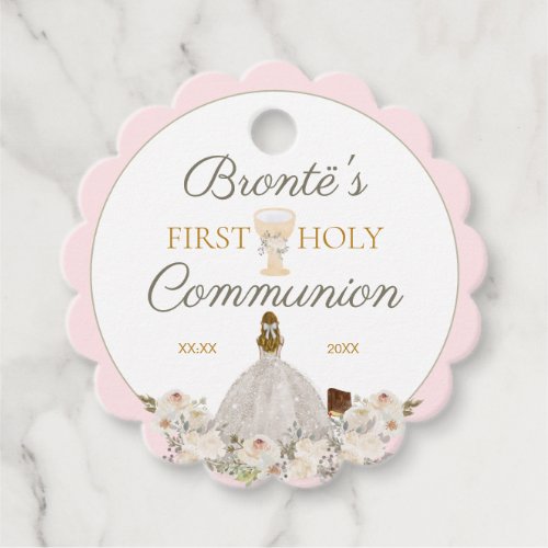 First Holy Communion Elegant Blush Pink Favor Tags