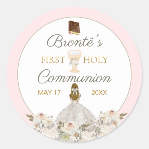 First Holy Communion Elegant Blush Pink Sticker