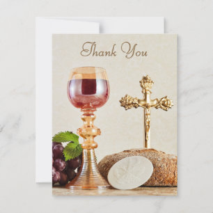First Holy Communion Elegant Eucharist Chalice Thank You Card