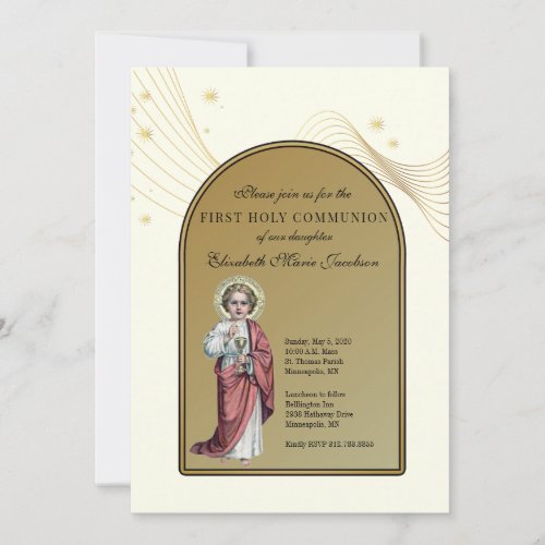 First Holy Communion Elegant Jesus  Invitation