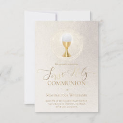 First Holy Communion | elegant simulated metal Invitation | Zazzle