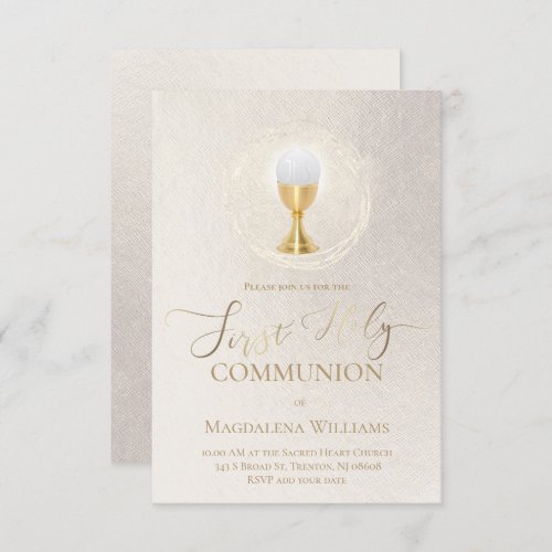 First Holy Communion  elegant simulated metal Invitation