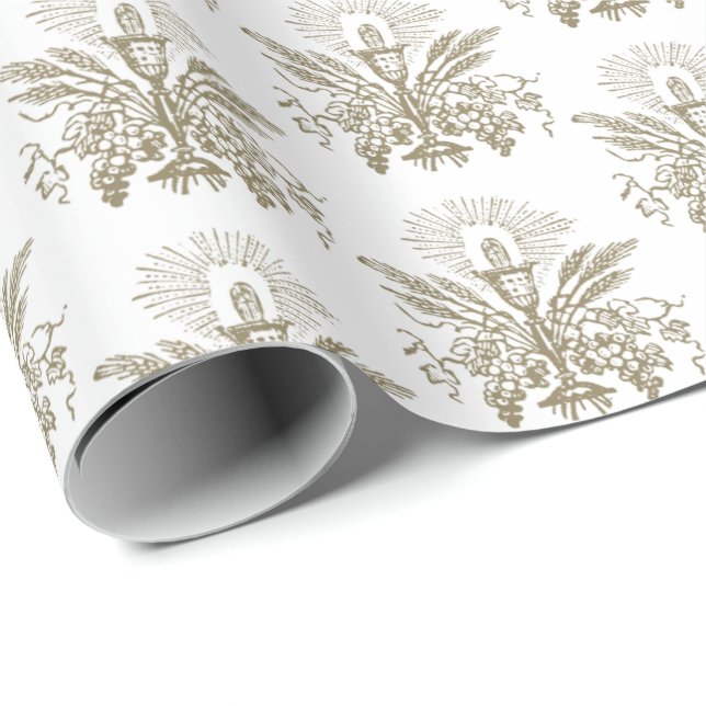 First Holy Communion Eucharist Elegant Wrapping Paper (Roll Corner)