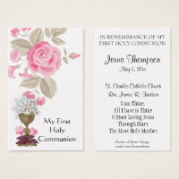 FIRST HOLY COMMUNION EUCHARIST PRAYER HOLY CARD