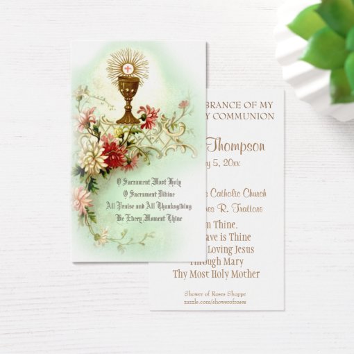 FIRST HOLY COMMUNION EUCHARIST PRAYER HOLY CARD | Zazzle