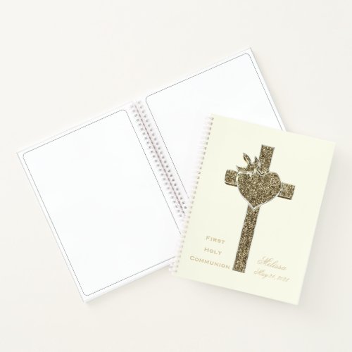 First Holy Communion Faux Golden Cross Notebook
