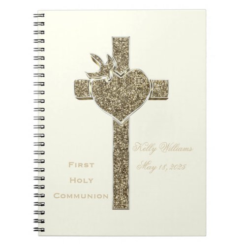 First Holy Communion Faux Golden Cross Notebook
