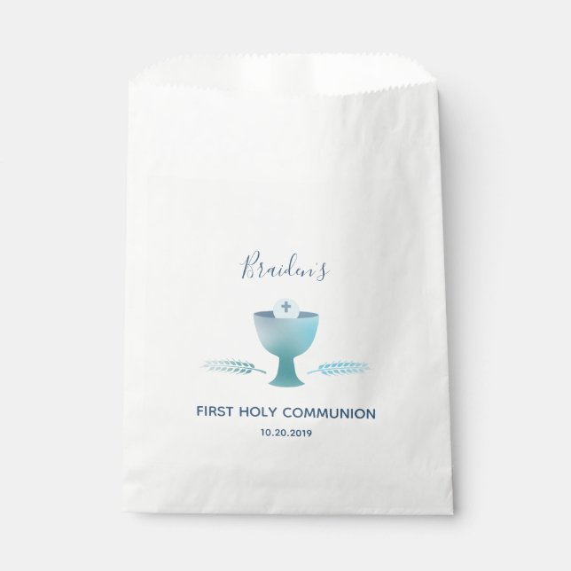 First Holy Communion Favor Bag - Custom, Boy's (Front)