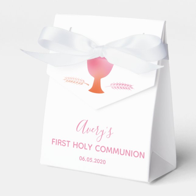 First Holy Communion Favor Box, Girl's Communion Favor Boxes (Front Side)