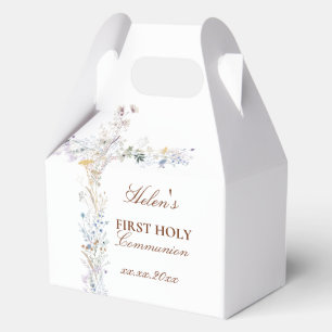 First Holy Communion floral cross Favor Boxes