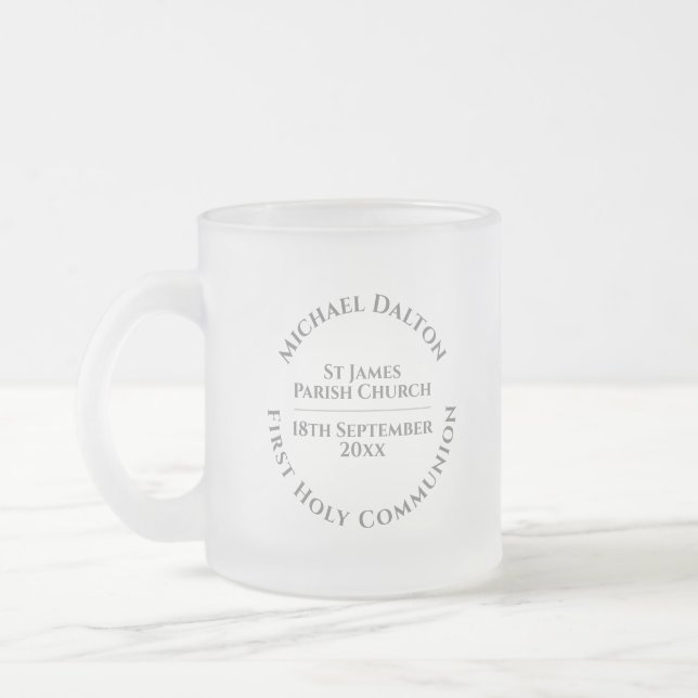 First Holy Communion Frosted Glass Coffee Mug (Left)