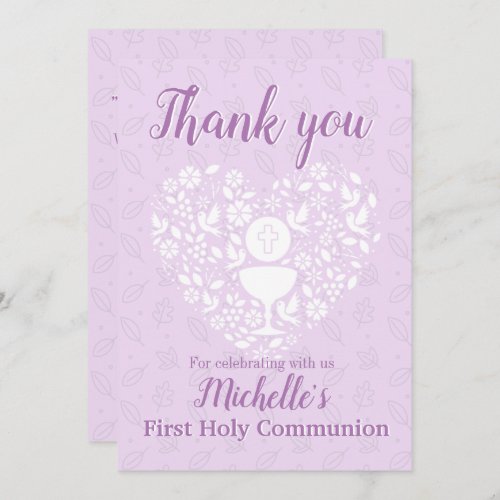 First Holy Communion Girl Flat Thank You Card