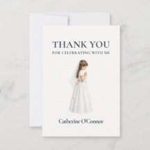 First Holy Communion Girl Thank You Card