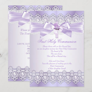 First Holy Communion Girls Lilac Lavender Purple Invitation