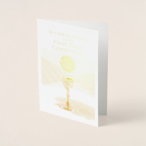First Holy Communion Godparent to Godson Foil Card