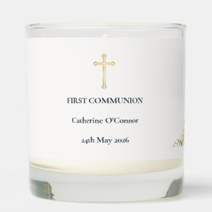 First Holy Communion Gold Cross Scented Candle