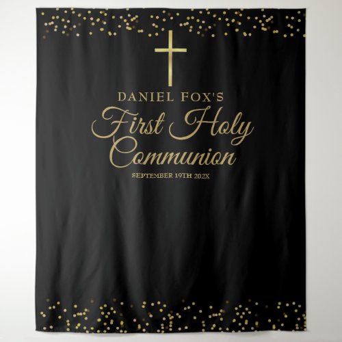 First Holy Communion Gold Photo Backdrop