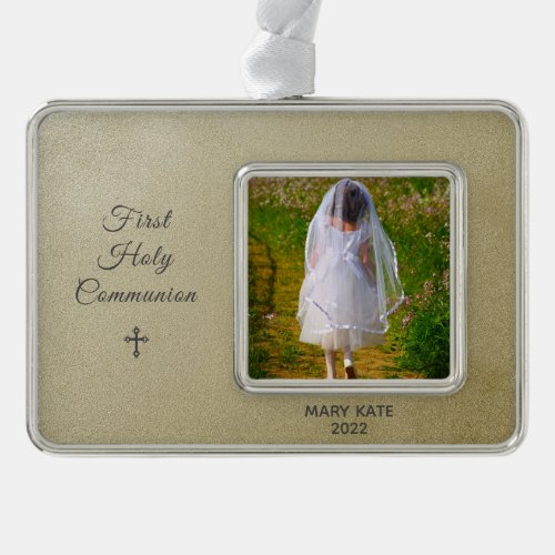 First Holy Communion Gold with Silver Trim Christmas Ornament