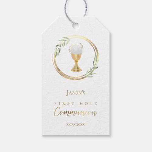 First Holy Communion green leaves Gift Tags