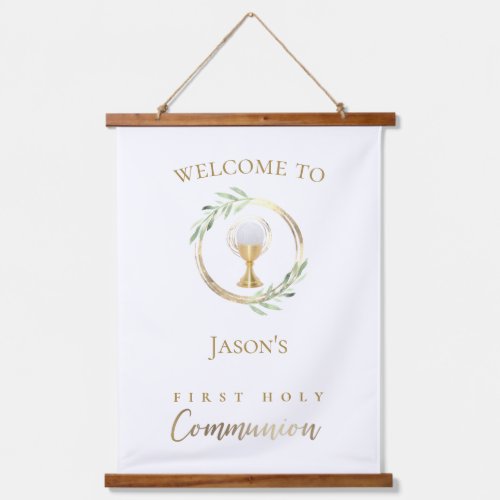 First Holy Communion green leaves Hanging Tapestry