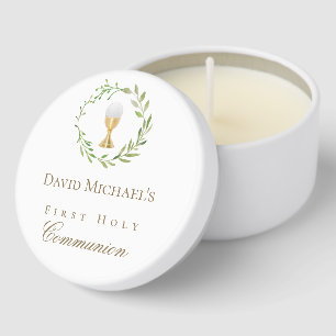 First Holy Communion green wreath Mini Candle Favors