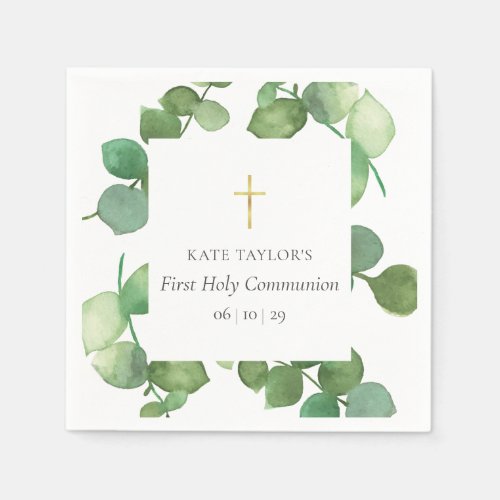 First Holy Communion Greenery Eucalyptus  Napkins