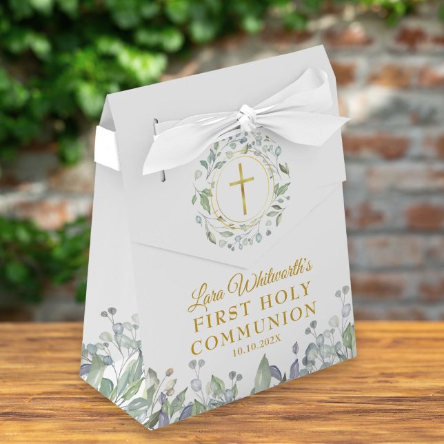 First Holy Communion Greenery Foliage Favor Boxes (Creator Uploaded)