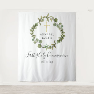 First Holy Communion Greenery Photo Backdrop