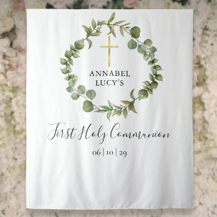 First Holy Communion Greenery Photo Backdrop