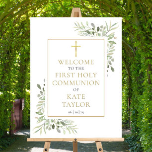 First Holy Communion Greenery Welcome Sign