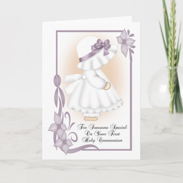 First Holy Communion Greeting Card Little Girl (Front)