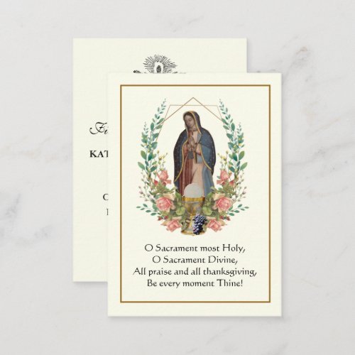 First Holy Communion Guadalupe Prayer  Business Card
