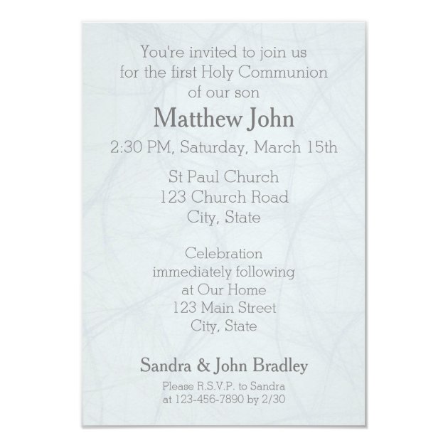 First Holy Communion In Blue Invitation
