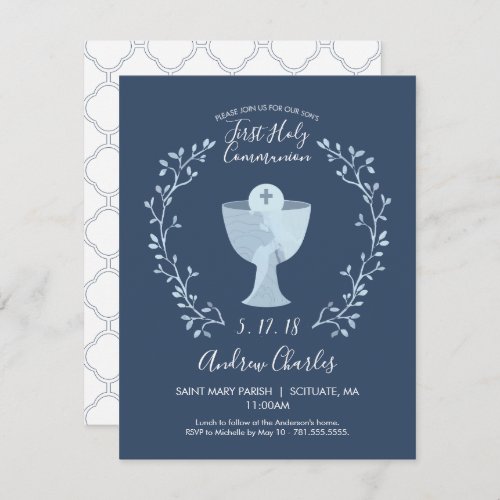 First Holy Communion Invitation Boys 1st Communion