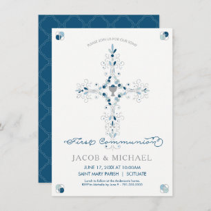 First Holy Communion Invitation Boy's Invite Card