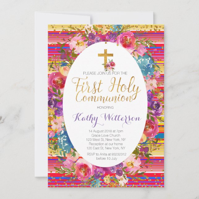 First Holy Communion Invitation Fiesta (Front)