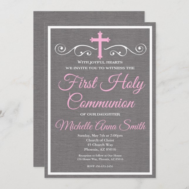 First Holy Communion Invitation, First Communion Invitation (Front/Back)
