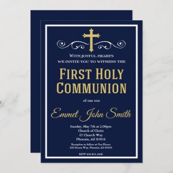 First Holy Communion Invitation  First Communion Invitation by GlamtasticInvites at Zazzle
