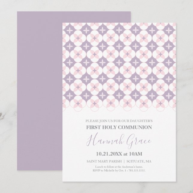 First Holy Communion Invitation Girl 1st Communion (Front/Back)