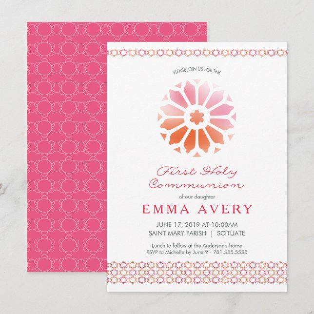 First Holy Communion Invitation, Girl's Invite (Front/Back)