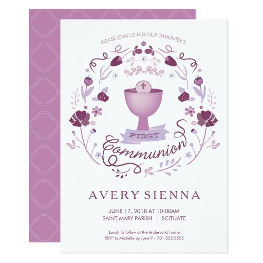 first holy communion invitation girl s invite card zazzle com
