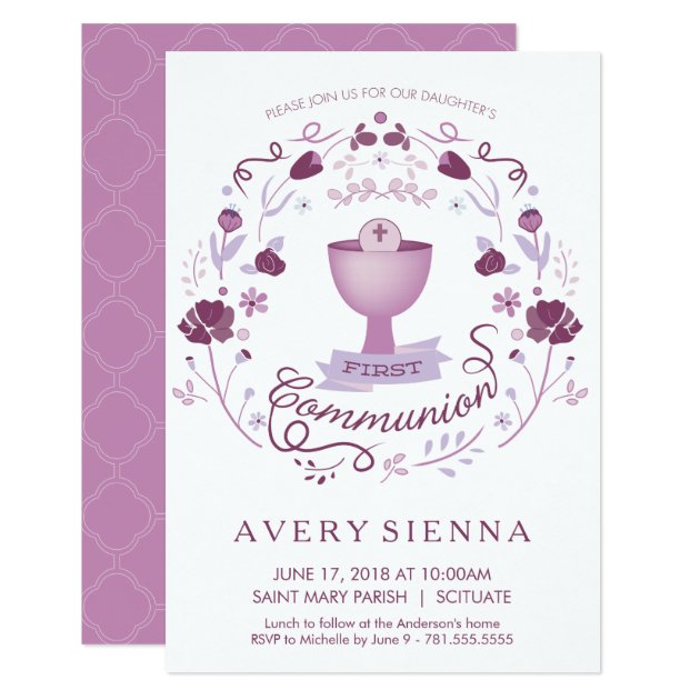 First Holy Communion Invitation Girl's Invite Card