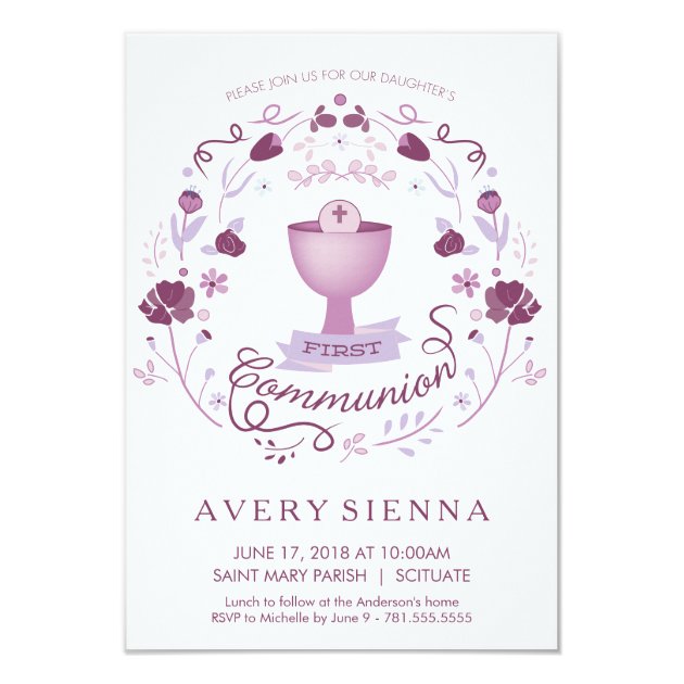 First Holy Communion Invitation Girl's Invite Card