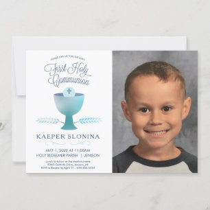 First Holy Communion Invitation - Photo, Boy