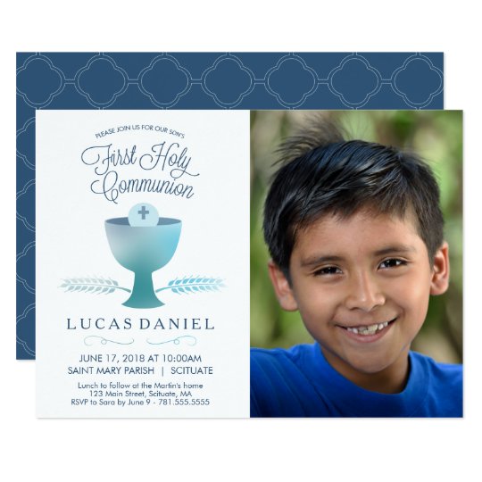 First Holy Communion Invite, Boy's 1st Communion Invitation