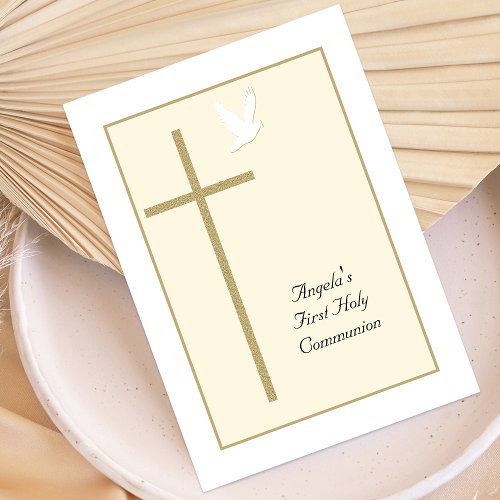 First Holy Communion Invitations -- Cross &amp; Dove