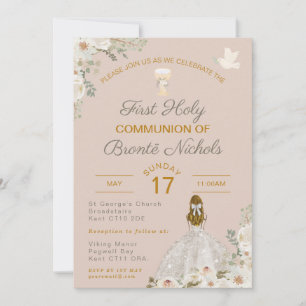 First Holy Communion Invitations Boho Chalice 